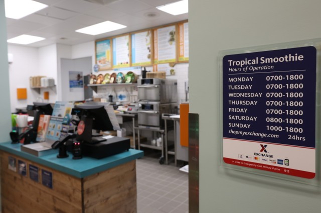Customers can now enjoy visiting the newly opened Tropical Smoothie Café located inside the Fort Knox Exchange food court.