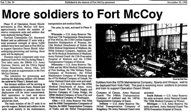This Month in Fort McCoy History — November