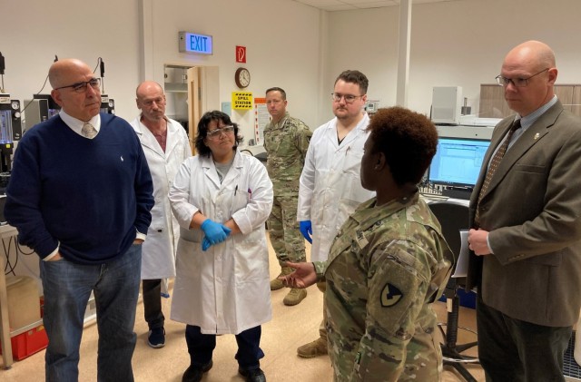 Army Oil Analysis Program lab hosts 405th AFSB leaders for capabilities brief, tour of facilities