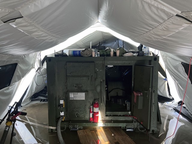 Heating equipment for the Hippo is placed inside a shelter during Joint Pacific Multi-National Readiness Center 22-02 rotation on March 25, 2022.
