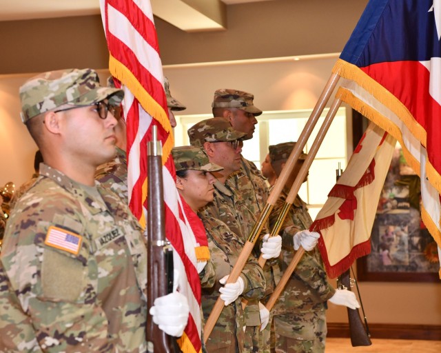The Puerto Rico Army National Guard Color Guard led by Garrison Command Sgt. Maj. Roderick W. Hendricks present honors to the Nation during the Fort Buchanan Change of Command Ceremony. 
