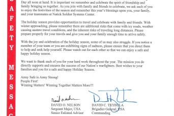 Senior Commander's Holiday Safety Message