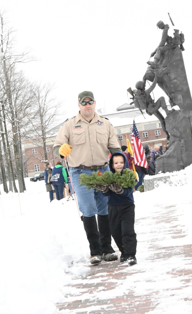 Fort Drum Scouts support Wreaths Across America campaign at Memorial Park