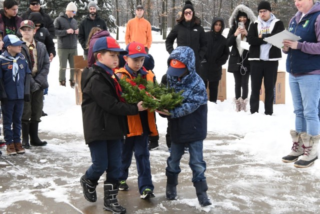 Fort Drum Scouts support Wreaths Across America campaign at Memorial Park