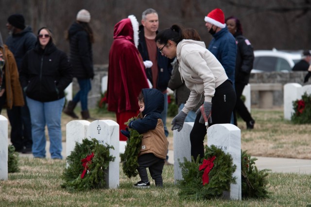 Hundreds of Fort Knox community members attend the Wreaths Across America Ceremony Dec. 17, 2022 to honor all those who have served in the United States Armed Forces.