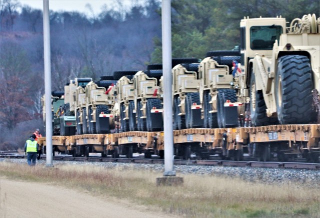 411th Engineer Company equipment deployment by rail movements at Fort McCoy