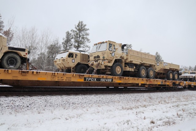 411th Engineer Company equipment deployment by rail movement at Fort McCoy