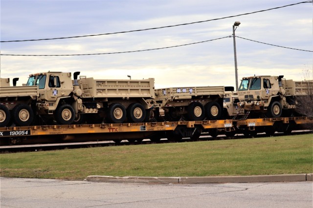 411th Engineer Company equipment deployment by rail movement at Fort McCoy