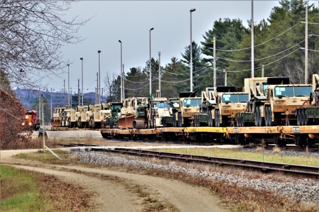 411th Engineer Company equipment deployment by rail movements at Fort McCoy
