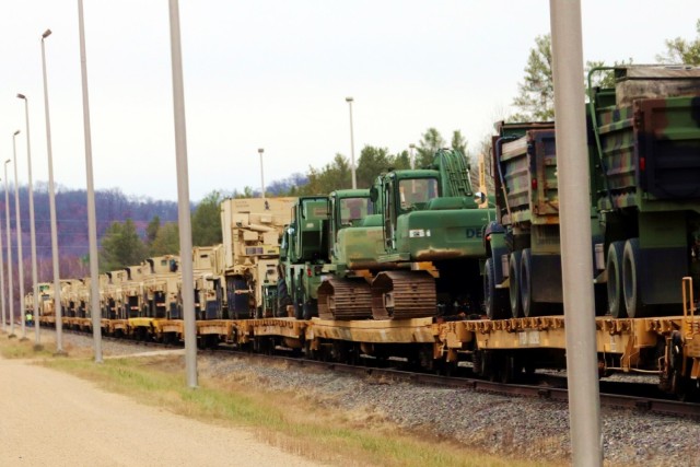 411th Engineer Company equipment deployment by rail movements at Fort McCoy