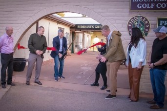 FORT HUACHUCA, Ariz. – Fiddler’s Green, the newest eatery and bar here, officially opened to the public with a ribbon cutting on Dec. 2 at Mountain View...