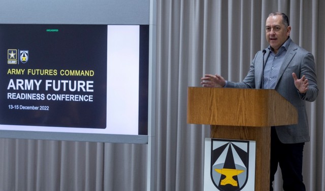 Hon. Gabe Camarillo speaks to Army Future Readiness Conference participants.