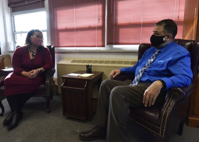 Gary Woodruff, Fort Leonard Wood Equal Employment Opportunity program manager, and Channa Ringo, the EEO program’s Special Emphasis Programs manager, discuss the re-establishment of Special Emphasis Programs and the diversity council here to...