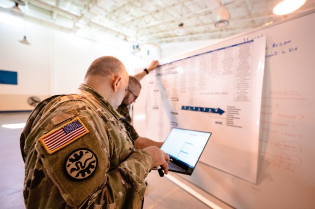 A member of the 169th Cyber Protection Team and members of the Armed Forces of Bosnia and Herzegovina conduct cyber adversarial exercises at the Pvt. Henry Costin Readiness Center in Laurel, Maryland, on June 29, 2022. Zero trust architecture increases network security by continuously authenticating, authorizing and validating users to access applications and data. 