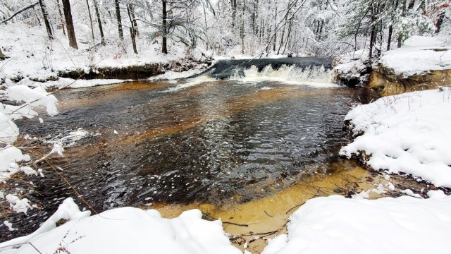 December 2022 Snow Scenes at Trout Falls at Fort McCoy&#39;s Pine View Recreation Area