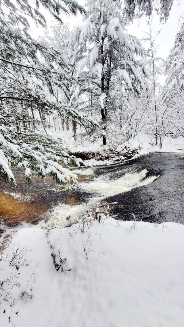 December 2022 Snow Scenes at Trout Falls at Fort McCoy&#39;s Pine View Recreation Area