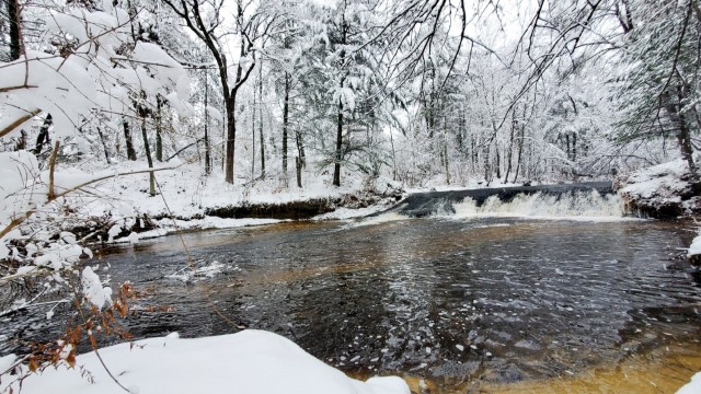 December 2022 Snow Scenes at Trout Falls at Fort McCoy&#39;s Pine View Recreation Area