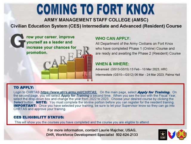 Intermediate and Advanced CES courses coming to Fort Knox