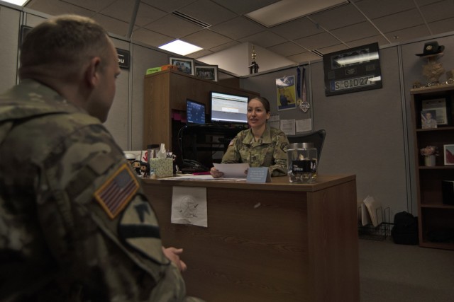 Staff Sgt. Stephanie Rojas, who performs career counselor duties for Soldiers with the 3rd Chemical Brigade here, will represent the Maneuver Support Center of Excellence at the U.S. Army Training and Doctrine Command Career Counselor of the Year competition, happening next week at Fort Eustis, Virginia. 