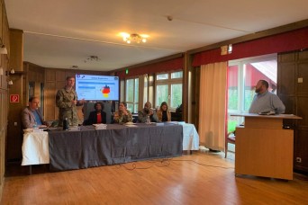 Senior leaders from U.S. Army Garrison Benelux held a town hall at Dülmen Tower Barracks on Jan. 19, 2023.