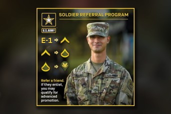 Recruiting Pilot, Soldier Referral Program, offers promotion incentives for Soldiers 