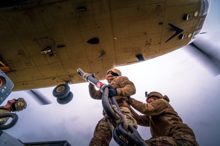 U.S. Army air defenders attach their Avenger weapon system to a Chinook helicopter during sling load training at their forward deployed site near the Black Sea coast of Romania on Jan. 25.

Charlie Battery, 5th Battalion, 4th Air Defense Artillery Regiment completed sling load training at their forward-deployed site in support of NATO’s enhanced Forward Presence Battle Group in Romania.

The unit practiced sling-loading both the Avenger and the Sentinel radar with a Chinook helicopter crew from Bravo Company, 2-501, 1AD CAB.

Pictured right to left: SPC Toby Delsignore, SPC Christopher Salazar, SPC Jarod Vanlandingham