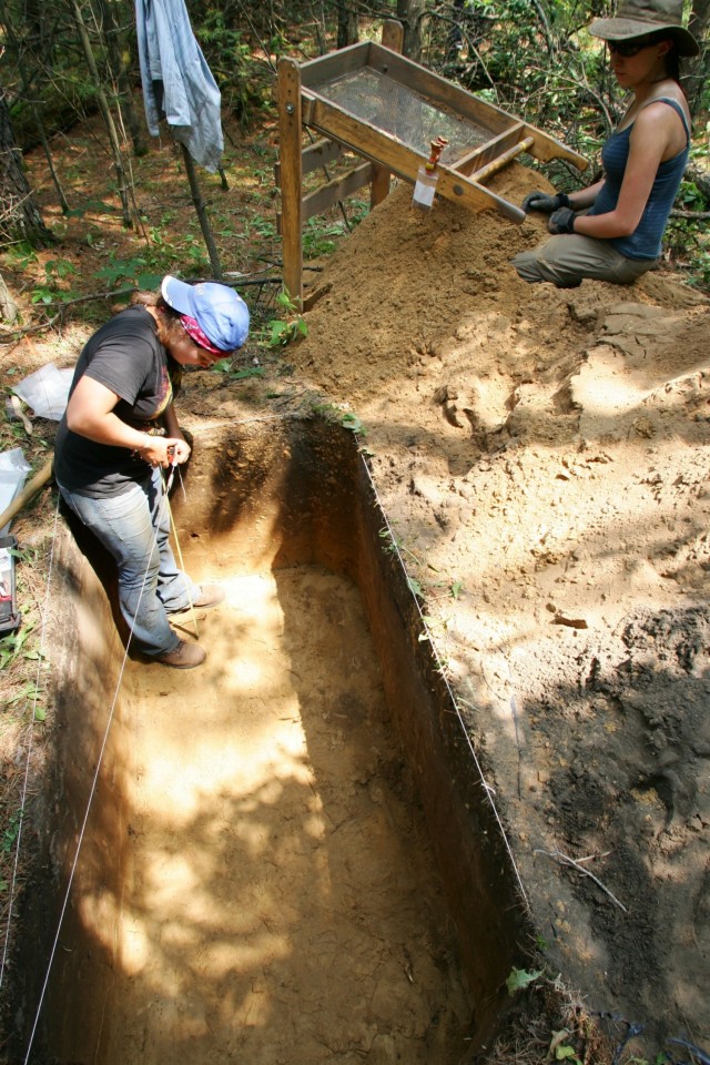 Archaeologists work in an area of the Fort McCoy (Wis.) South Post July 31, 20-14. They are part of a team of archaeologists under contract with Fort McCoy. The team surveys several areas of the post each year for artifacts as part of historical...