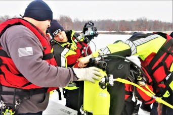 Photo Essay: Fort McCoy Fire Department dive team conducts ice rescue training at frozen lake at Fort McCoy, Part V