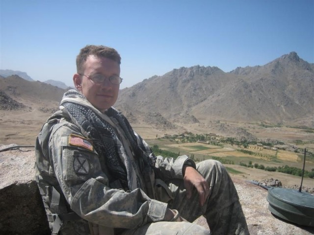 Then-Cpl. Steve Von Jett sits at an observation post during a 2006 deployment to Afghanistan. 