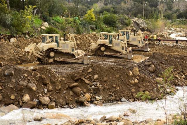 649th Engineer Company reroutes water flow in Montecito