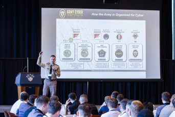 Army officers mentor cadets during Cyber Leadership Conference