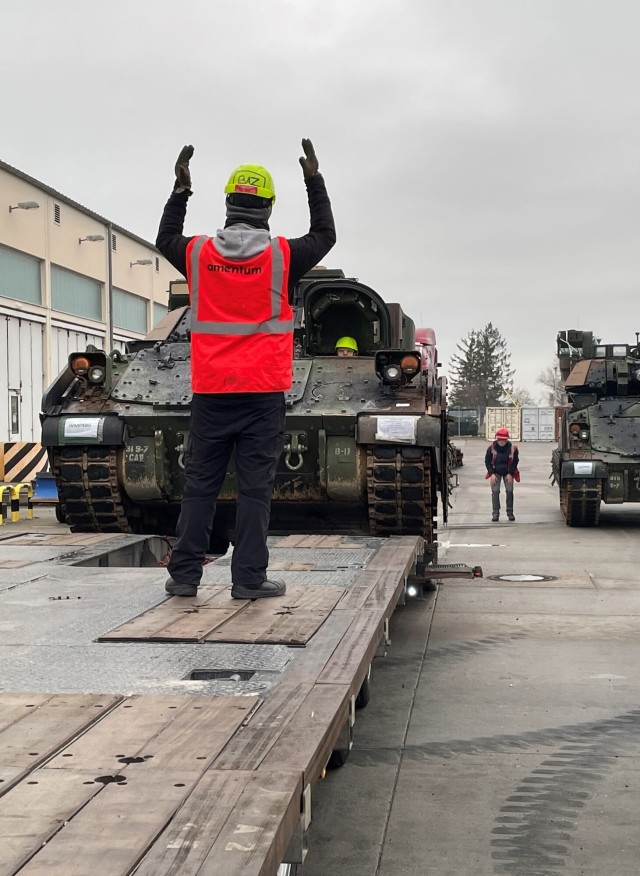 Mannheim battalion prepares, ships M2 Bradleys from APS-2 site to help train Ukrainian forces