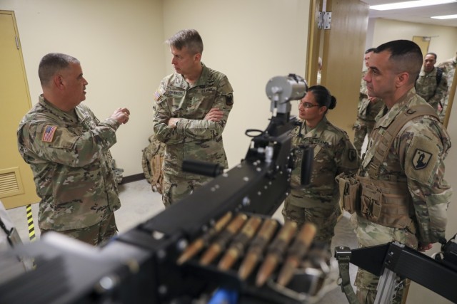 Army Gen. Daniel Hokanson, chief of the National Guard Bureau, visits with Puerto Rico National Guardsmen at the Camp Santiago Joint Training Center, Salinas, Puerto Rico, Feb. 4, 2023.