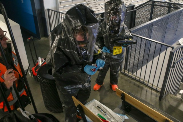 Virginia National Guard Soldiers and Airmen assigned to the Fort Pickett-based 34th Civil Support Team participate in collective lanes training Jan. 26, 2023, at the Virginia Beach Sports Center in Virginia Beach, Virginia. The 34th CST supports...