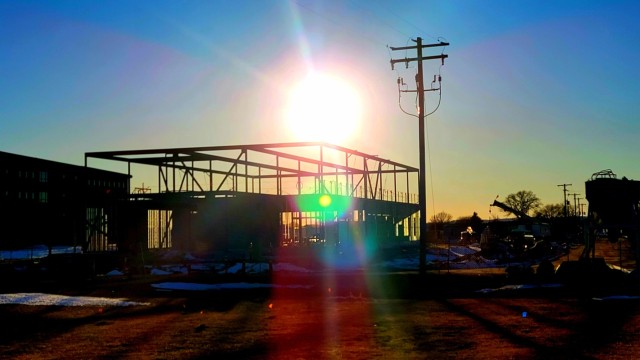 The construction area for a future transient training brigade headquarters in the 1600 block on the cantonment area is shown Feb. 10, 2023, at Fort McCoy, Wis. A contract, totaling $11,964,432.87, was awarded June 9, 2022, to L.S. Black Constructors to build the fiscal year 2022 Transient Training Brigade Headquarters project at Fort McCoy. Construction operations began in August 2022. Location of construction is just across the street from where the same contractor has been building two new transient training troop barracks buildings in the same block. According to the Army Corps of Engineers, which is managing the project, the brigade headquarters project is based on the denser, more consolidated footprints of Fort McCoy’s Troop Housing Area Development Plan. The project will include the latest, state-of-the-art systems for fire protection and alarms and video surveillance as well as Energy Monitoring Control Systems. Also, antiterrorism and force protection measures will be incorporated. And throughout the entire project, sustainability and energy efficient technology will be incorporated. Overall, including this building and the two barracks already built, eight new buildings are planned for the entire 1600 block. The plan is to build four barracks buildings, the three 20,000-square-foot brigade headquarters buildings, and one 160-room officer quarters. (U.S. Army Photo by Scott T. Sturkol, Public Affairs Office, Fort McCoy, Wis.)