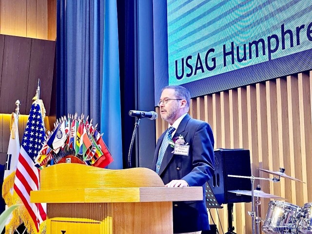 U.S. Army Garrison Humphreys Deputy Commander delivers congratulatory remarks