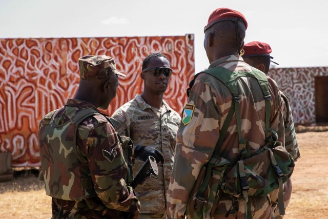 Kenyan, Djiboutian soldiers take on urban combat in a situational training exercise.