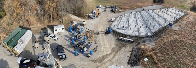 An aerial shot of the insitu thermal conduction remediation (ISTCR) system at the Lake City Army Ammunition Plant, located in Independence, Missouri. 