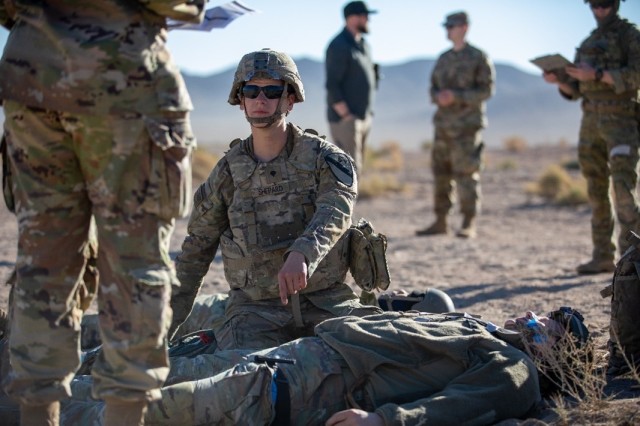 Multinational partners conduct medical training as a part of Project Convergence 2022 (PC22) at Fort Irwin, Calif., Nov. 6, 2022. 