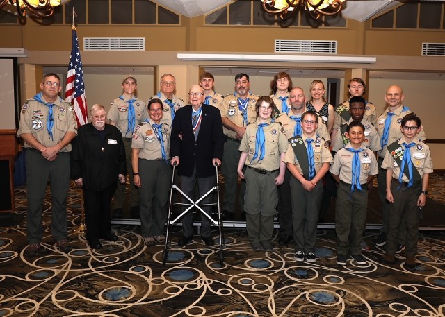 Boy Scout Troop 27 poses for a group photo