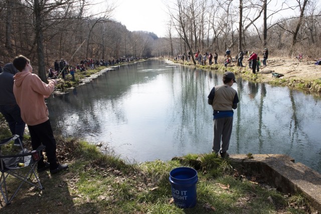 Saturday Stone Mill Spring was surrounded by 152 Fort Leonard Wood youth trying to catch a rainbow trout. The derby is organized each year by the Directorate of Public Works’ Natural Resources Branch and the Outdoor Adventure Center, in...