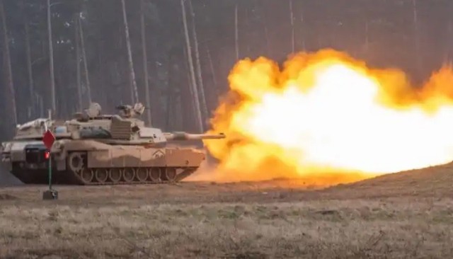 Abrams tank firing