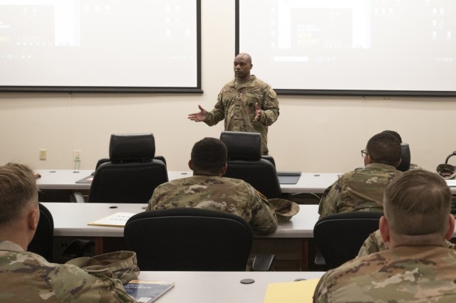 Master Sgt. Eric McDuffie, the maintenance supervisor for 16th Military Police Brigade, leads a Noncommissioned Officer Professional Development class Dec. 15, 2022, at Fort Bragg, North Carolina. NCOs play an important role in the U.S. Army – making NCO Professional Development vital for
equipping NCOs with the necessary knowledge, skills, and abilities to effectively lead and manage their subordinates.