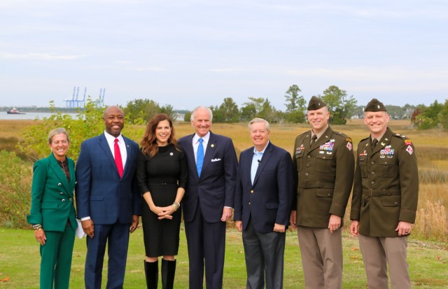 The Charleston District gathers with stakeholders to celebrate the completion of the Charleston Harbor Post 45 Deepening Project.