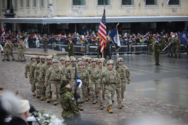 U.S. Army marches in Estonian Independence Day