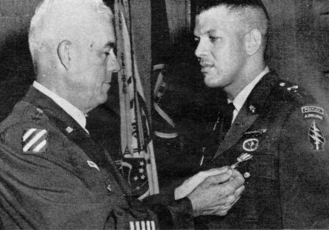 Capt. Paris Davis is awarded a Silver Star on Dec. 15, 1965. Davis received the award for his actions during a battle in Bong Son, Republic of Vietnam, June 17-18, 1965. 