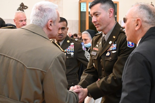 173rd Brigade Support Battalion leaders attend a memorial ceremony in Montecchio Maggiore