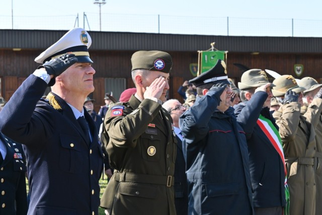 173rd Brigade Support Battalion leaders attend a memorial ceremony in Montecchio Maggiore