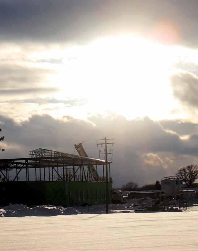 Sun sets on another day of brigade headquarters construction at Fort McCoy