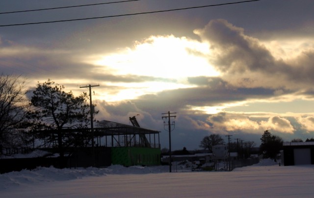 Sun sets on another day of brigade headquarters construction at Fort McCoy